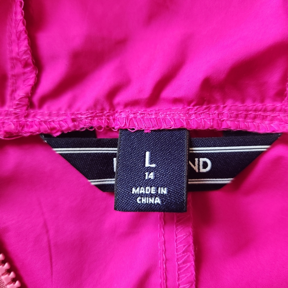 Women's Lands' End Pink Hooded Windbreaker Jacket Full Zip Pockets Size L (14) - Picture 5 of 6